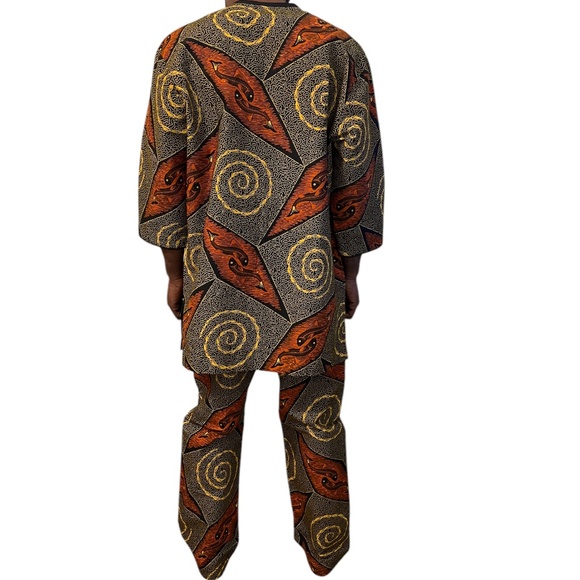 NEW Traditional African Print Men's Casual Top with Pants-Trousers - Picture 3 of 7